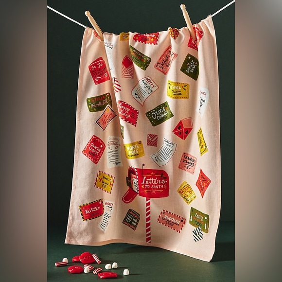 Anthropologie Letters to Santa Dish Towel Bundle - Set of Two Dish Towels - Picture 5 of 16